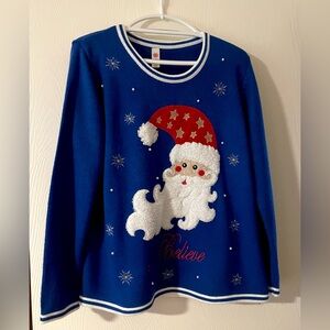 Festive Blue Santa I Believe Sweater